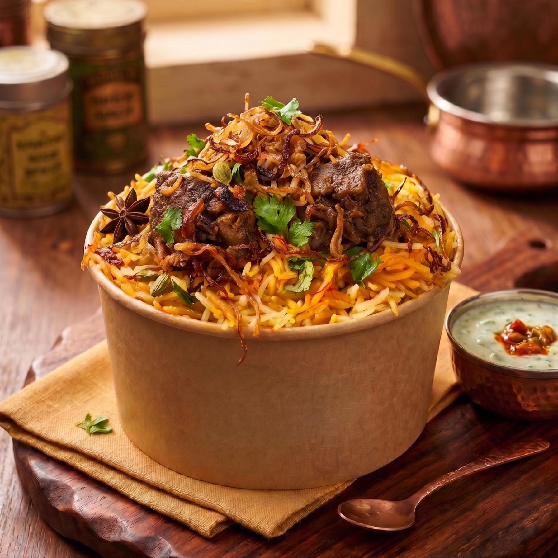 Goat Dum Biryani fresh from the handi